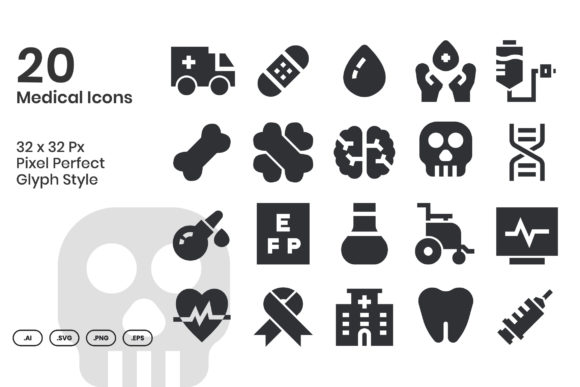 20 Medical Icons - Glyph
