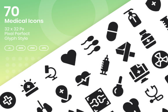 70 Medical Icons - Glyph