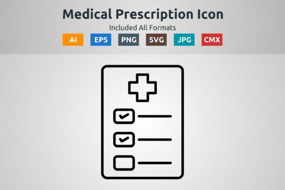 Medical Prescription Vector Outline Icon Graphics and Icons