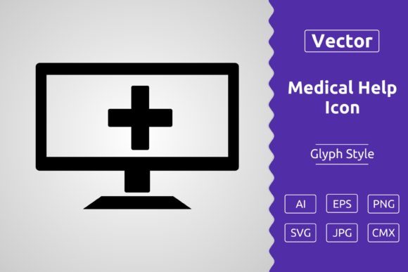 Vector Online Medical Help Glyph Icon